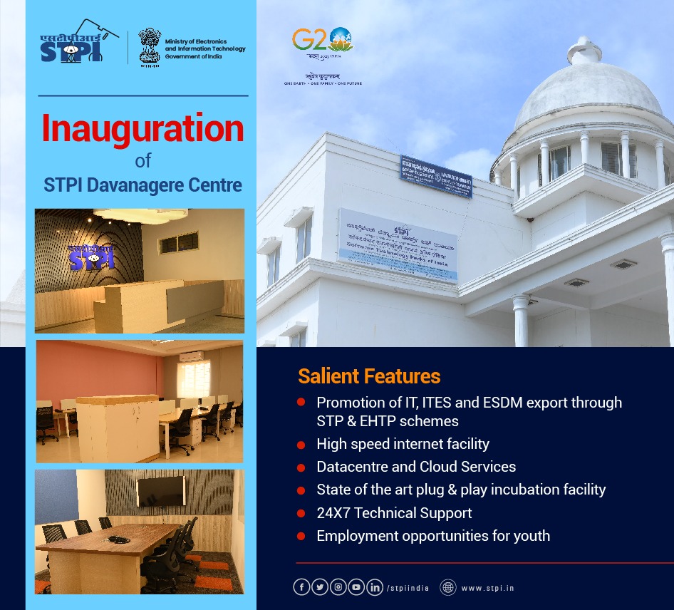 MoS Rajeev Chandrasekhar Inaugurates Digital India Startup Hub at STPI, Davanagere in Karnataka