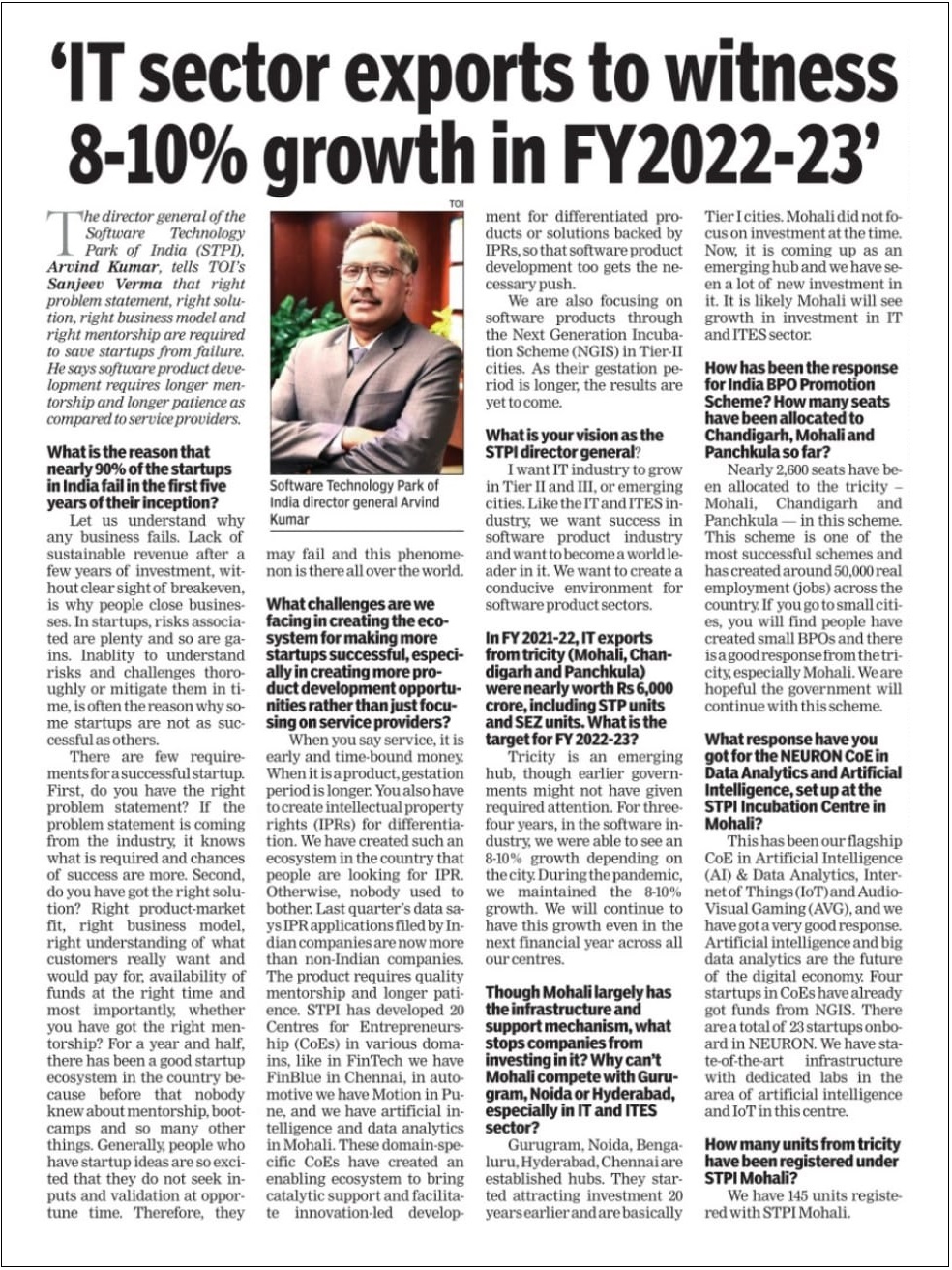 `IT sector exports to witness 8-10% growth in FY2022-23' 